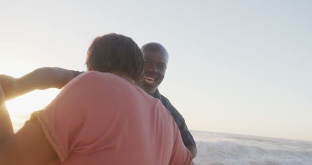 Happy Couple Enjoying Beach at Sunset - Download Free Stock Images Pikwizard.com