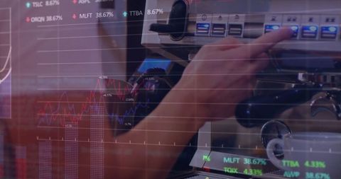 Barista Adjusting Espresso Machine Amid Financial Data