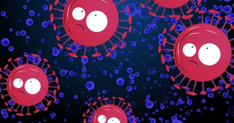 Cartoon Red Viruses With Emojis On Navy Background - Download Free Stock Images Pikwizard.com
