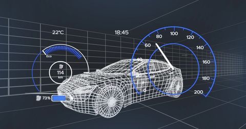 Innovative Digital Blueprint for Electric Car Dashboard UI - Download Free Stock Images Pikwizard.com