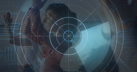 Digital Yoga Experience with Futuristic Overlay