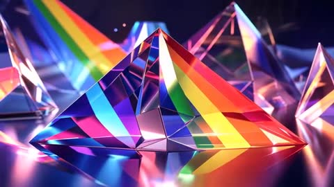 Multicolored Light Beams Reflecting on Crystal Prisms