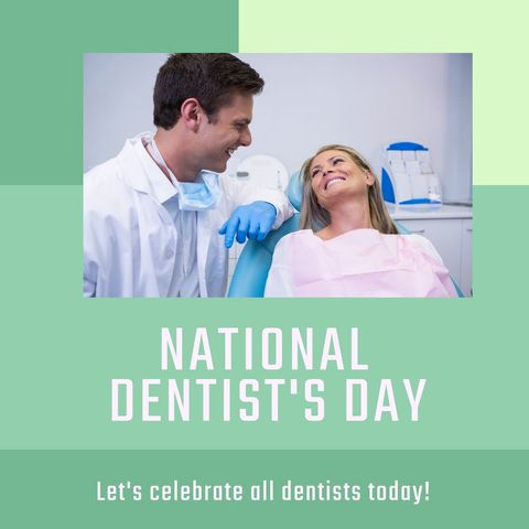 Smiling Dentist Celebrates National Dentist's Day with Patient - Download Free Stock Templates Pikwizard.com