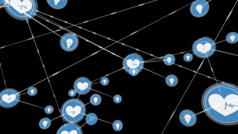 Animated Network of Connected Digital Icons Background