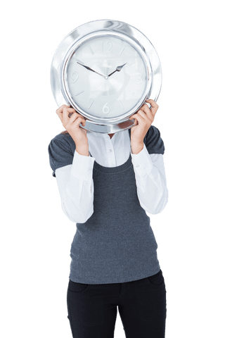 woman holding silver clock on transparent background - Download Free Stock Videos Pikwizard.com