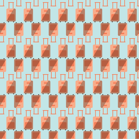 Orange suitcases pattern on transparent background vector design