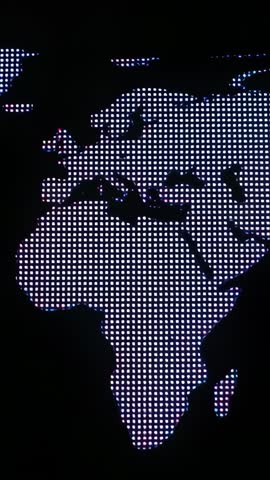 Materializing LED Map Highlighting West Africa with Pulsing Red Indicator | Vertical Clip