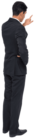 Transparent Asian Businessman Pointing Forward in Suit - Download Free Stock Videos Pikwizard.com