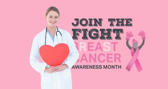 Female Doctor Holding Heart for Breast Cancer Awareness Month Campaign - Download Free Stock Images Pikwizard.com