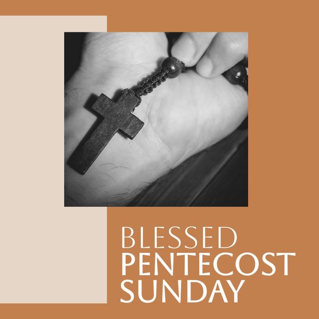 Caucasian Hand Holding Rosary Beads for Pentecost Sunday Blessing - Download Free Stock Templates Pikwizard.com