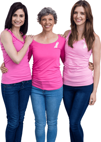 Transparent Women Expressing Breast Cancer Awareness with Pink Attire