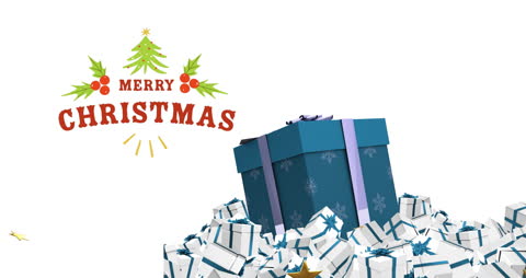 Festive Christmas Gifts with Greeting Text Animation
