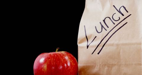 Healthy Lunch Concept with Apple and Brown Lunch Bag - Download Free Stock Images Pikwizard.com