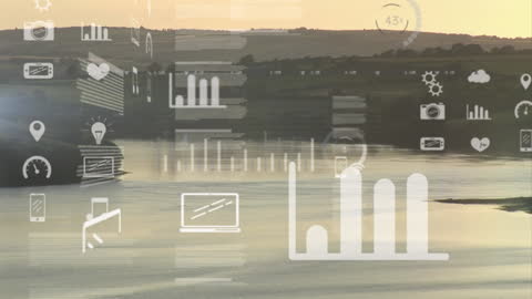 Digital Data Integration Over Peaceful Landscape