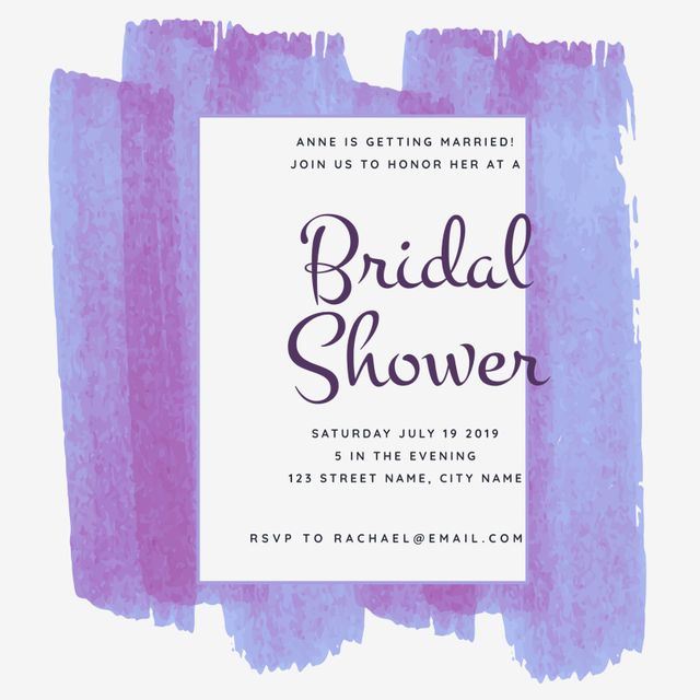 Watercolor Background Bridal Shower Invitation Template - Download Free Stock Templates Pikwizard.com