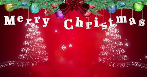 Festive Christmas Greeting Card with Glittering Trees