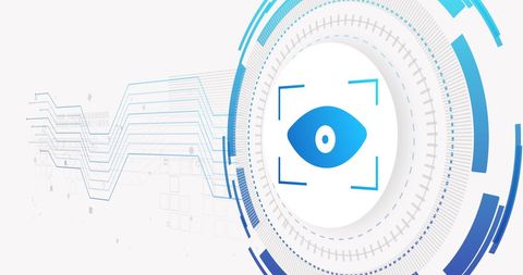 Futuristic digital security interface with eye symbol