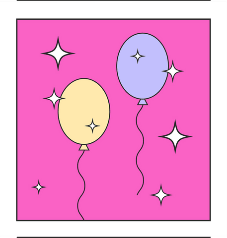 Vibrant Balloons Starbursts Transparent Whimsical Background