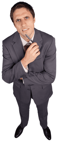 Confused Businessman Holding Pen with Transparent Background - Download Free Stock Videos Pikwizard.com