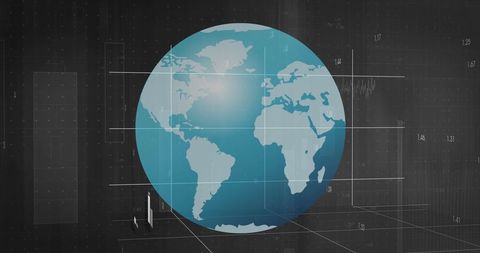 Digital Globe on Dark Grid Background Representing Global Connectivity - Download Free Stock Images Pikwizard.com