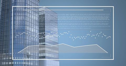 Digital Interface with Data Visualization Over Modern Buildings - Download Free Stock Images Pikwizard.com