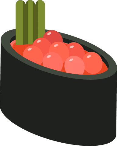 Gunkanmaki sushi with salmon roe on transparent background