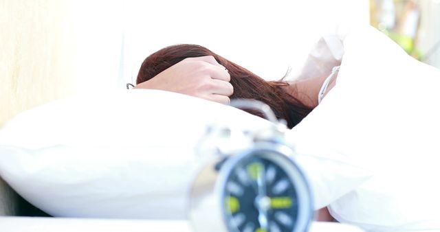 Person Sleeping With Alarm Clock in Foreground - Download Free Stock Images Pikwizard.com