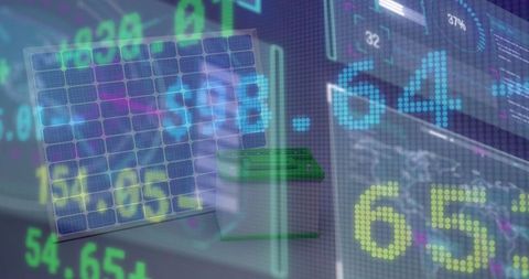 Futuristic solar panel and energy storage system with digital data