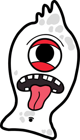 Cartoon Monster Floating on Transparent Background