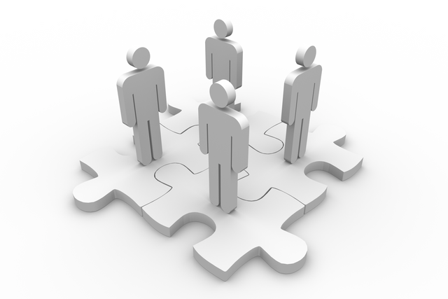 Team of Transparent Figures on White Puzzle Pieces - Download Free Stock Videos Pikwizard.com