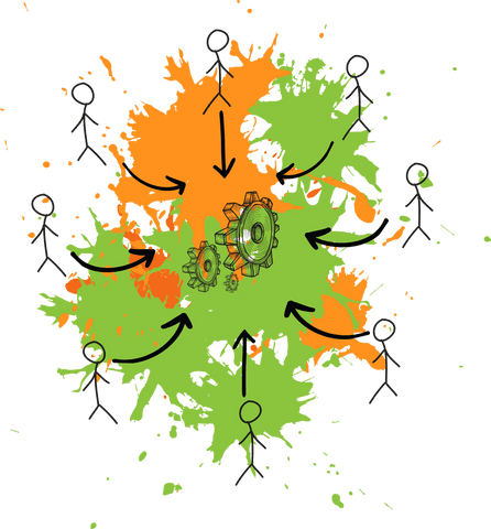 transparent illustration of stick figures and gears for team collaboration - Download Free Stock Videos Pikwizard.com