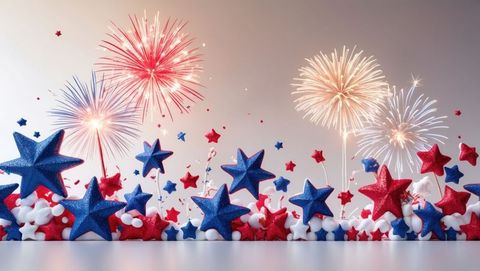 Festive Fourth of July Celebration Scene with Sparkling Stars