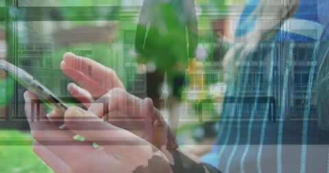 Business People Leveraging Smartphones in Modern Urban Setting