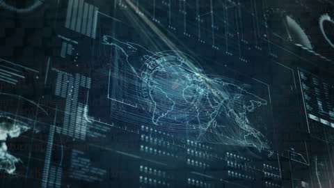 Abstract Digital Data Interface with World Map