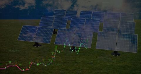 Futuristic solar panels innovative technology and data connectivity