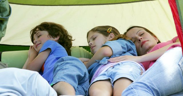 Family Sleeping Peacefully in Tent During Camping Trip - Download Free Stock Images Pikwizard.com