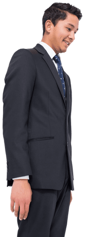 Businessman in contemplation standing on transparent background