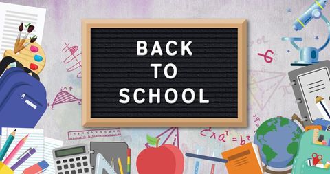 Back to School Blackboard with Educational Icons - Download Free Stock Images Pikwizard.com