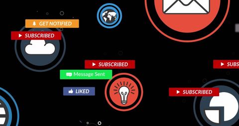 Social Media Icons with Messaging Symbols on Black Background - Download Free Stock Images Pikwizard.com