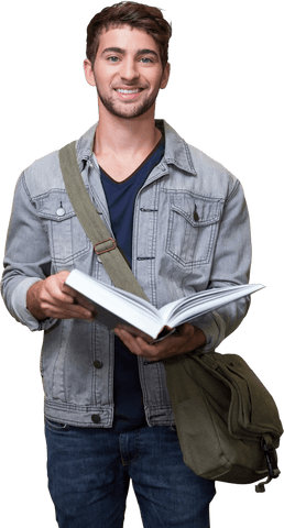 Transparent Young Male Student Smiling Holding Book - Download Free Stock Videos Pikwizard.com