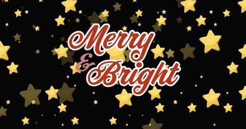 Festive merry and bright christmas banner with bright stars