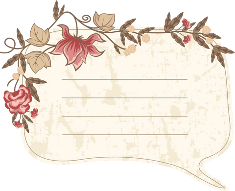 Vintage floral speech bubble on transparent background with copy space