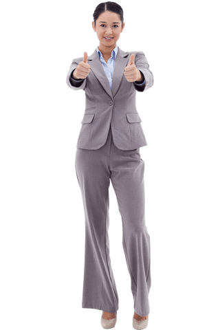 Confident Businesswoman Demonstrating Thumbs Up Transparent