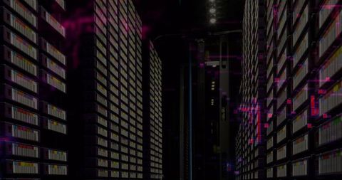Futuristic Data Technology Interface in Dimly Lit Server Room - Download Free Stock Images Pikwizard.com