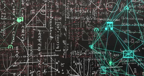 Innovative Technology Network with Mathematical Equations Background