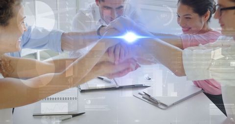 Dynamic Business Team Collaborating on Innovative Project