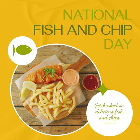Celebrating National Fish and Chip Day with Crispy Fillet and Fries - Download Free Stock Templates Pikwizard.com