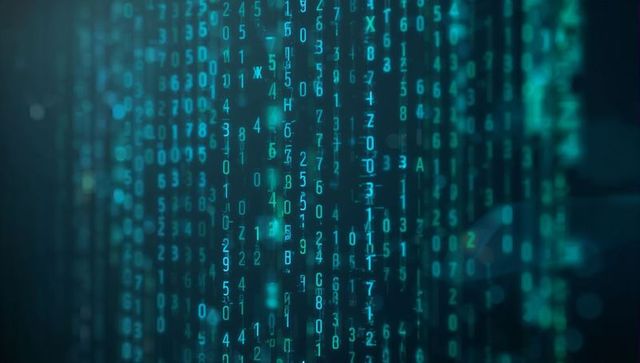 Cascading Neon Alphanumeric Code Streams on Dark Teal Backdrop Conveying Digital Data Flow