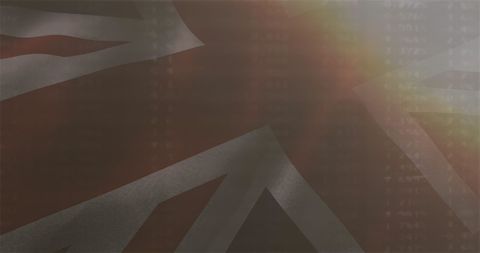 Uk flag with digital data overlay and cloud background