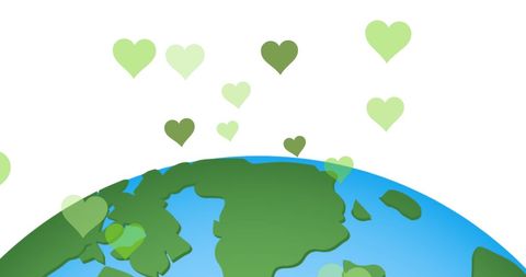 Eco-friendly world concept with hearts on globe